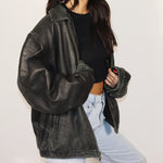 Oversized Worn Vintage Leather Jacket