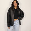 Oversized Structured Vintage Leather Jacket