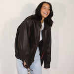 Brown Vintage Oversized Leather Jacket